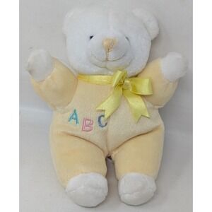 Vintage Just Friends Baby Plush ABC Rattle Lovely Teddy Bear Yellow Bow‎ Y2K 90s